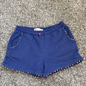 Mini Boden pom-pom trim jersey shorts